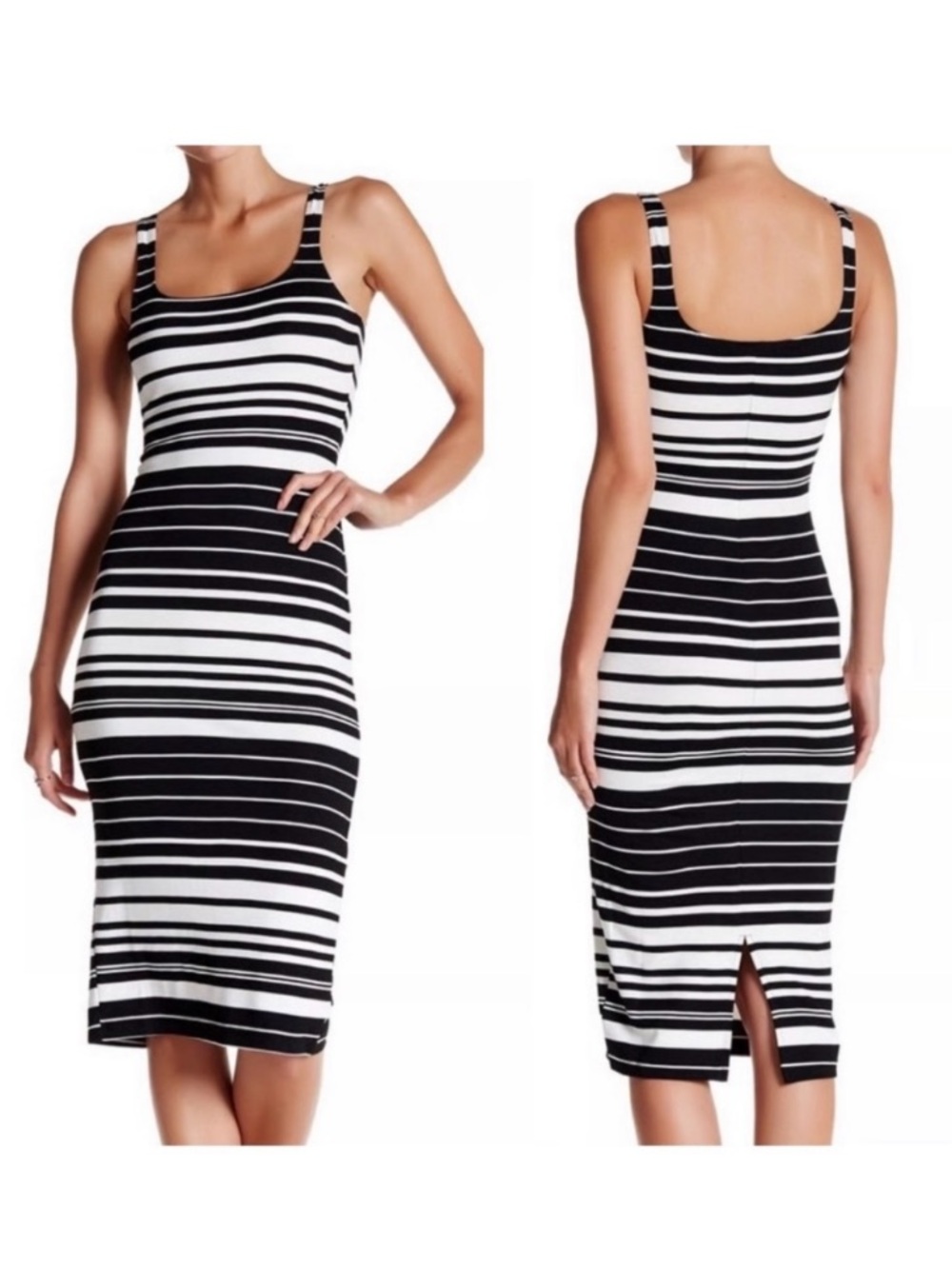 American Apparel size large Black & White Striped Tank Dress